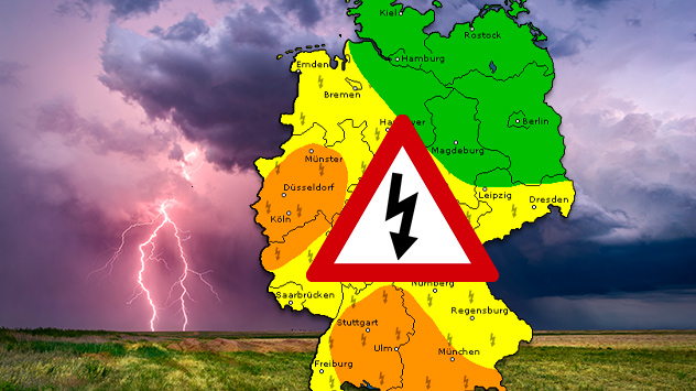 Gewitterwarnkarte Montag