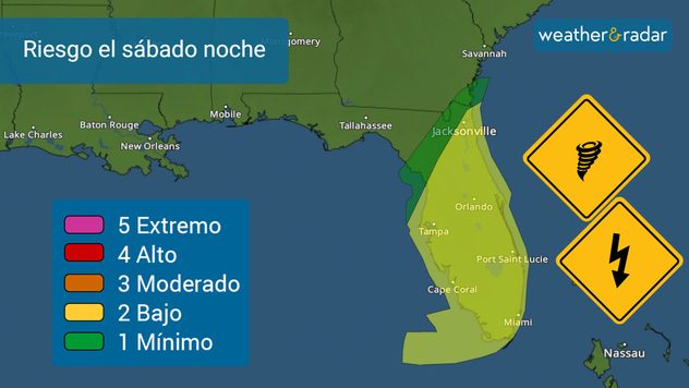 Riesgo de tiempo severo ahora desde Florida Central hasta el Sur. Desarrollo de tornados son posibles el sábado por la noche y madrugada dominical.