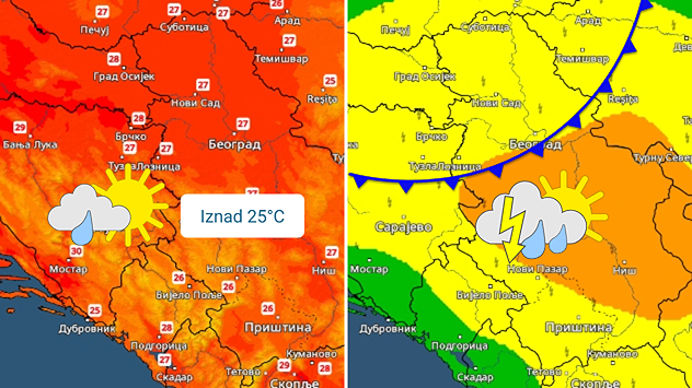 Toplo u nedelju, nestabilno u ponedeljak