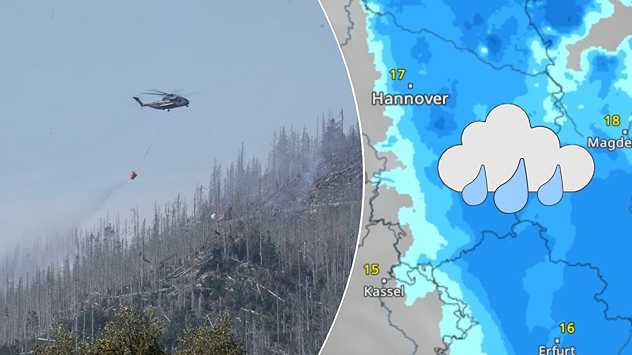 Waldbrand am Brocken im Harz - Regen hilft bei Löscharbeiten