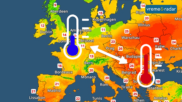 Temperaturni kontrast u Evropi