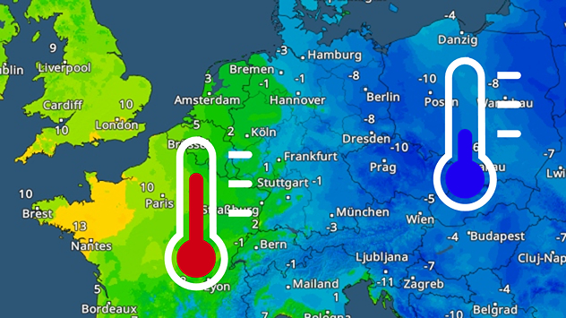 el lunes por la mañana se registraron 13 grados en Nantes, mientras que en Berlín y Varsovia se alcanzaron los gélidos -8 grados, y en Praga incluso los -10 grados.