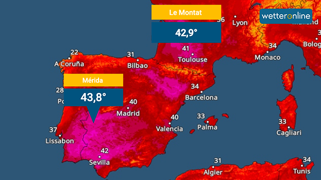 Radar de temperaturas del suroeste de Europa