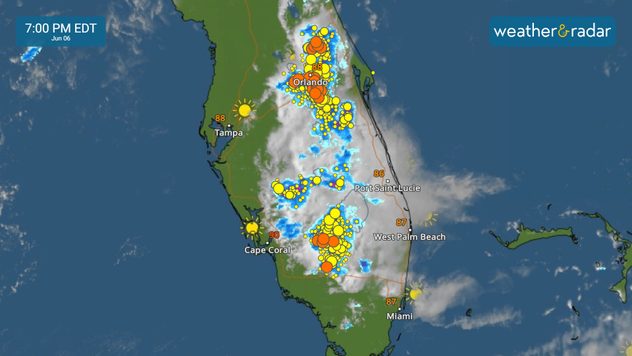 These are typical summer-like storms developing in the late afternoon into the evening by the heat and sea breeze. 