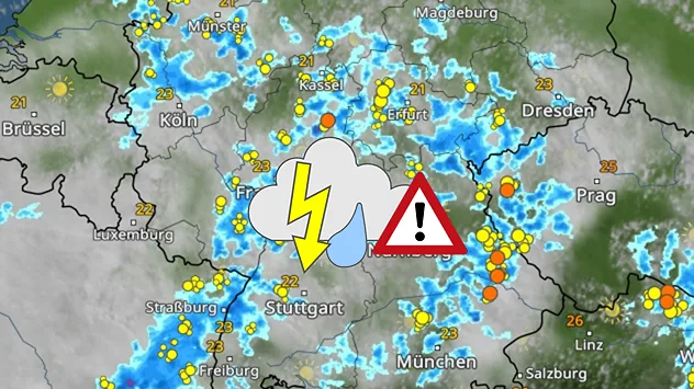 WetterRadar zeigt viele Gewitter in Deutschland
