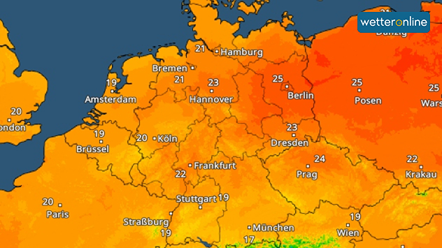 TemperaturRadar zeigt für Dienstag 20 Grad und mehr