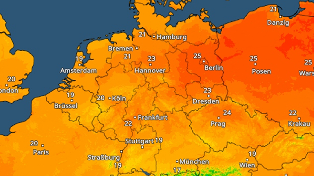 TemperaturRadar zeigt für Dienstag 20 Grad und mehr