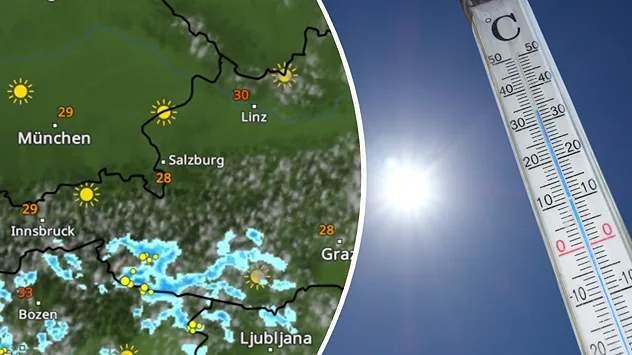 WetterRadar-Vorhersage für Samstag. Im westlichen Bergland drohen Gewitter.