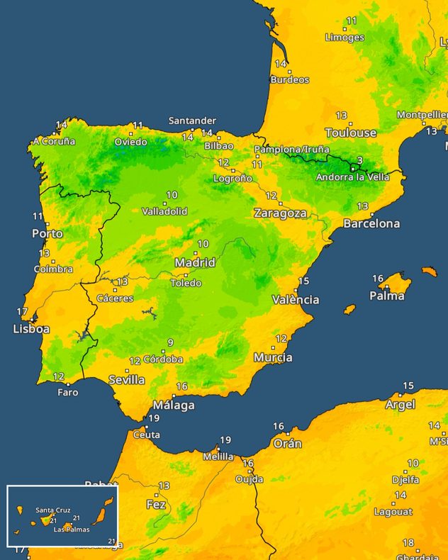 Consulta la temperatura en el radar de temperatura. 