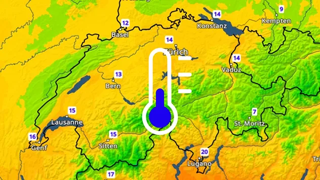 Temperaturkarte der nächtlichen Tiefstwerte in der Schweiz. Besonders im Engadin wird die Nacht deutlich kühler.
