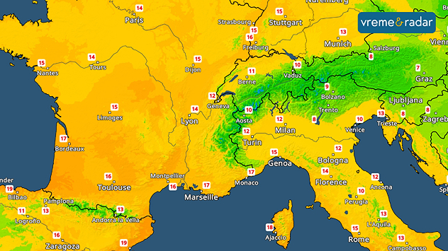 Otopljenje na zapadu Evrope
