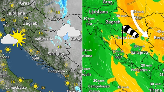 Razvedravanje, vjetar. Pljuskovi ostaju