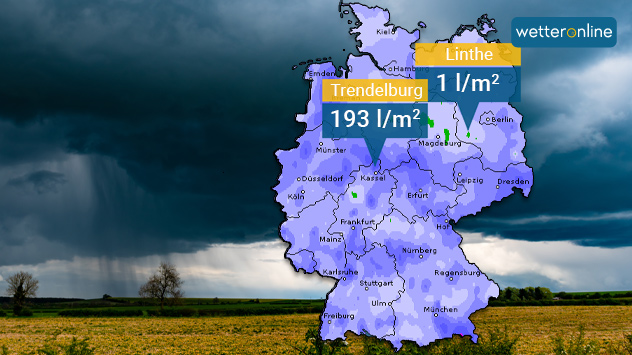 Bisherige Regensummen im August 2024