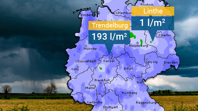 Bisherige Regensummen im August 2024
