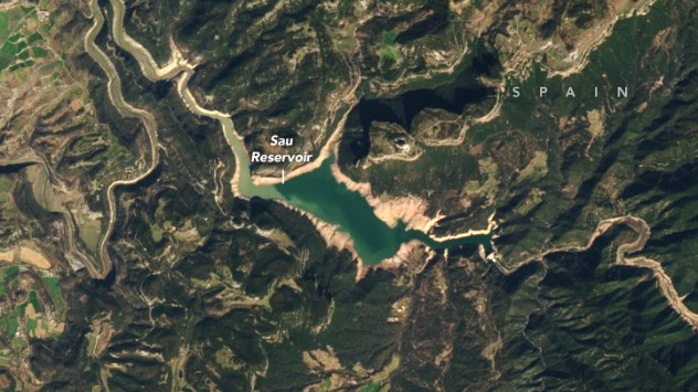 Lacul Sau din Catalonia, Spania, văzut în martie 2023.