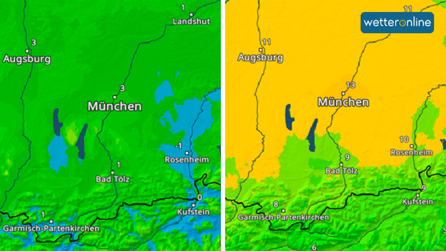 Im Süden Bayerns heute rasch milder