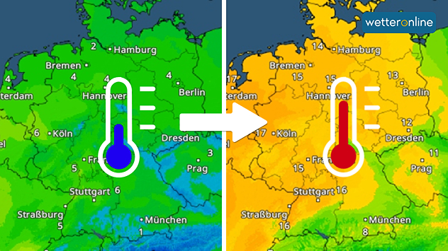 TemperaturRadar für Samstag- und Sonntagnachmittag