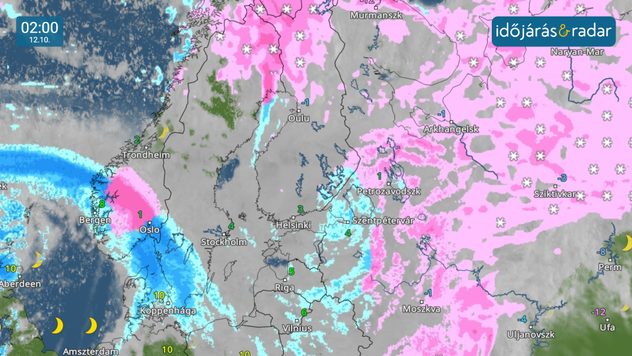 IdőjárásRadar: Havazás láthat az északi sarkkörön túl.