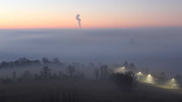 Die Webcam zeigt dichten Nebel über Wien.
