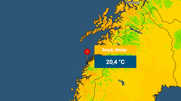 TemperaturRadar: Die Nacht von Donnerstag auf Freitag ist in Norwegen sehr warm gewesen. In Reipå wurden 20,4 Grad gemessen.