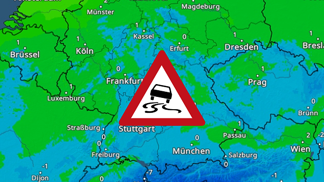 TemperaturRadar für Donnerstagmorgen mit Glättewarnung