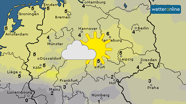 Karte der Sonnenstunden für Donnerstag