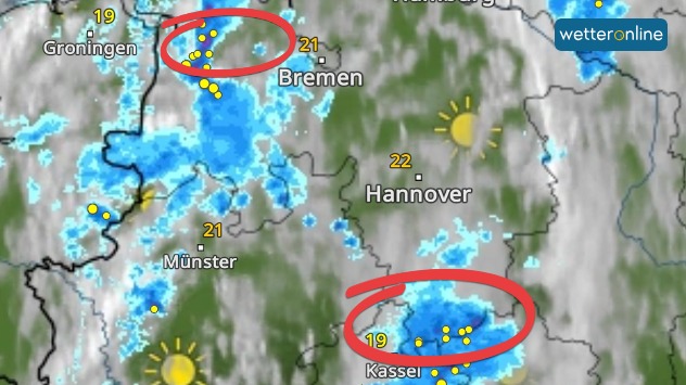 WetterRadar Samstagnachmittag