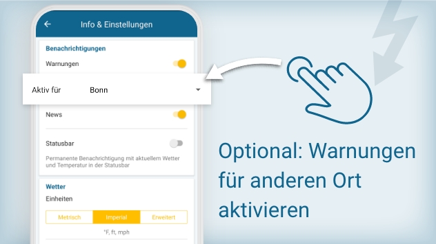 Optional: Warnungen für anderen Ort aktivieren