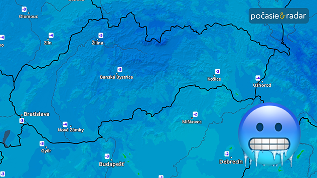 Teplotný radar ukazuje na najbližšie noci poriadne nízke teploty - mrznúť bude na celom Slovensku, niekde aj pod -10 °C.