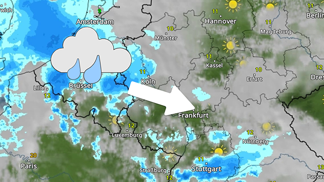 WetterRadar zeigt aufziehenden Regen