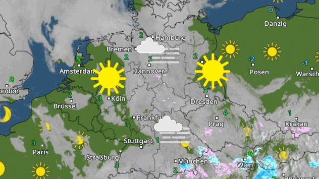 Das WetterRadar zeigt große Wetterunterschiede in Deutschland.