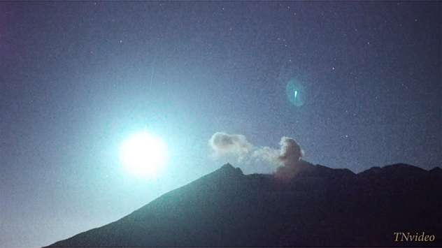 Fireball over Sakurajima