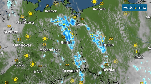 WetterRadar zeigt Schauer und Gewitter