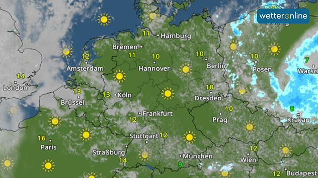 WetterRadar für Samstagnachmittag zeigt viel Sonne in Deutschland WetterRadar für Samstagnachmittag zeigt viel Sonne in Deutschland