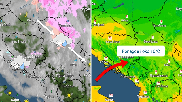 Prolazne slabe padavine, otopljenje