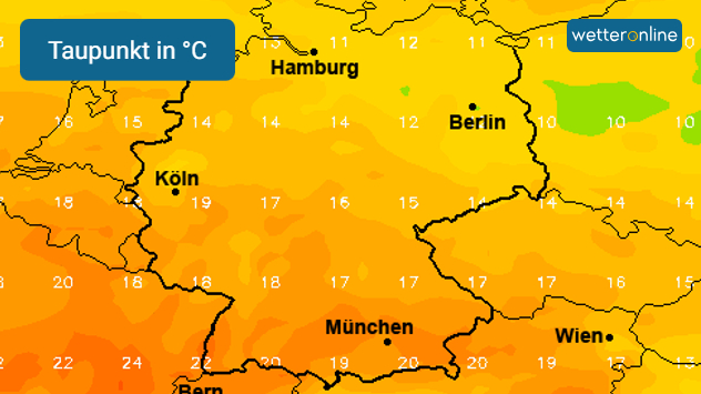 Karte der Taupunkttemperatur