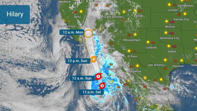 Hilary's track issued on Saturday at 3pm MT