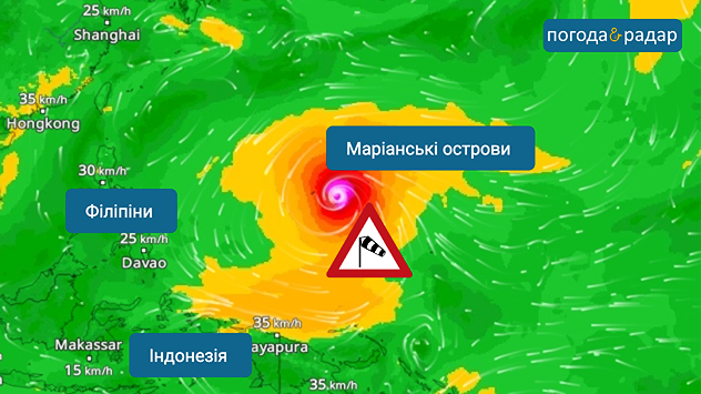 Карта вітрів із фрагментом Тихого океану.