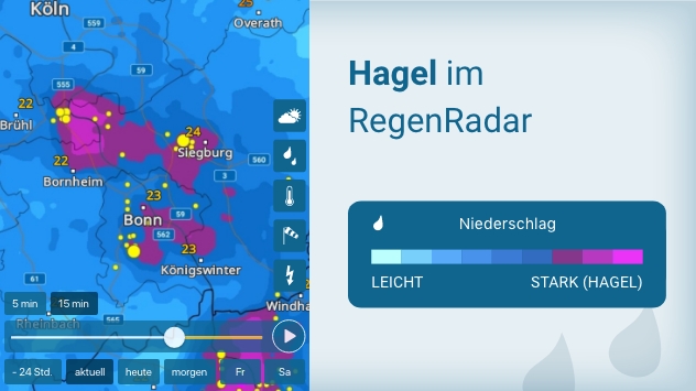 Hagel im RegenRadar