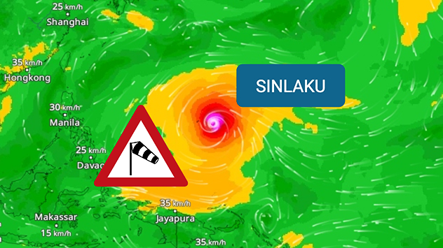 Carte des vents avec un détail du Pacifique.