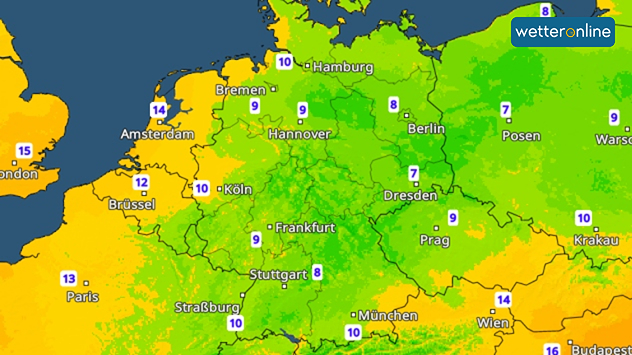 Tiefstwerte für Freitag
