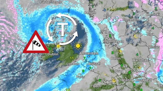 Ein Orkantief trifft Irland. Die Wetterfront des Tiefs erreicht auch Deutschland.