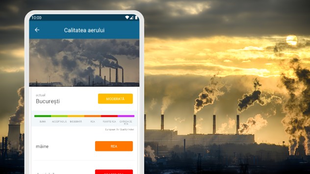 Indicele de calitate a aerului în aplicația Meteo & Radar