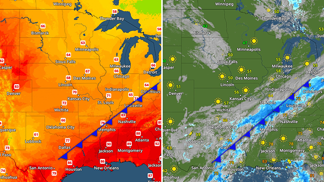 Cold front brings cooler temperatures.