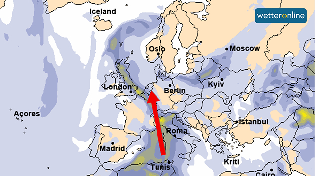 Karte zeigt Saharastaub