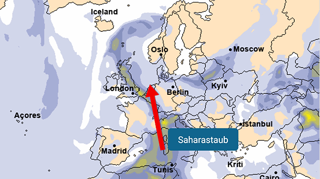 Karte zeigt Staubmengen in der Atmospshäre