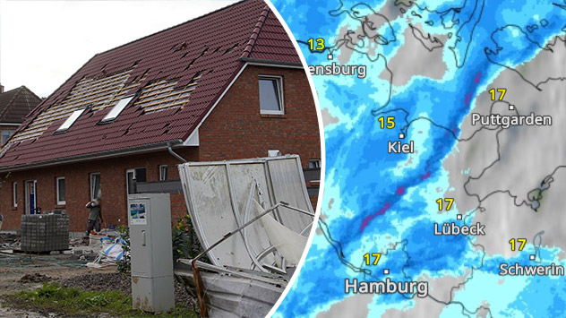 Schäden in Cashagen in Ostholstein und WetterRadar