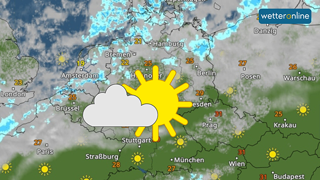 WetterRadar zeigt freundliche Südhälfte