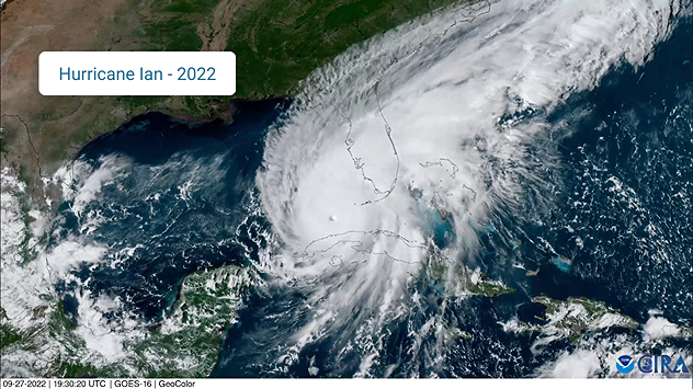 Hurricane Ian (2022) satellite imagery before SWFL landfall.