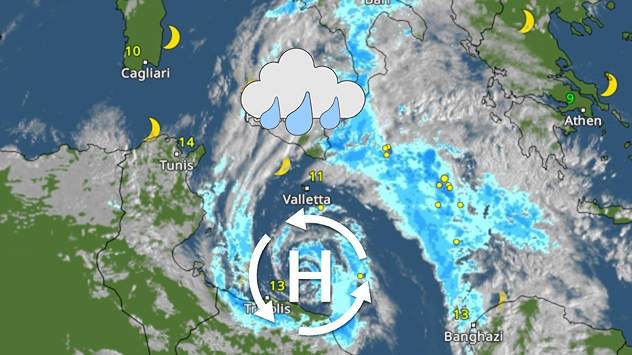 Циклон приносить у Середземноморський регіон сильні зливи та грози.